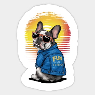 Bulldog fun and freedom Sticker